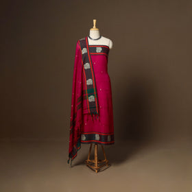 Pink - 3pc cotton unstitched dharwad dress material