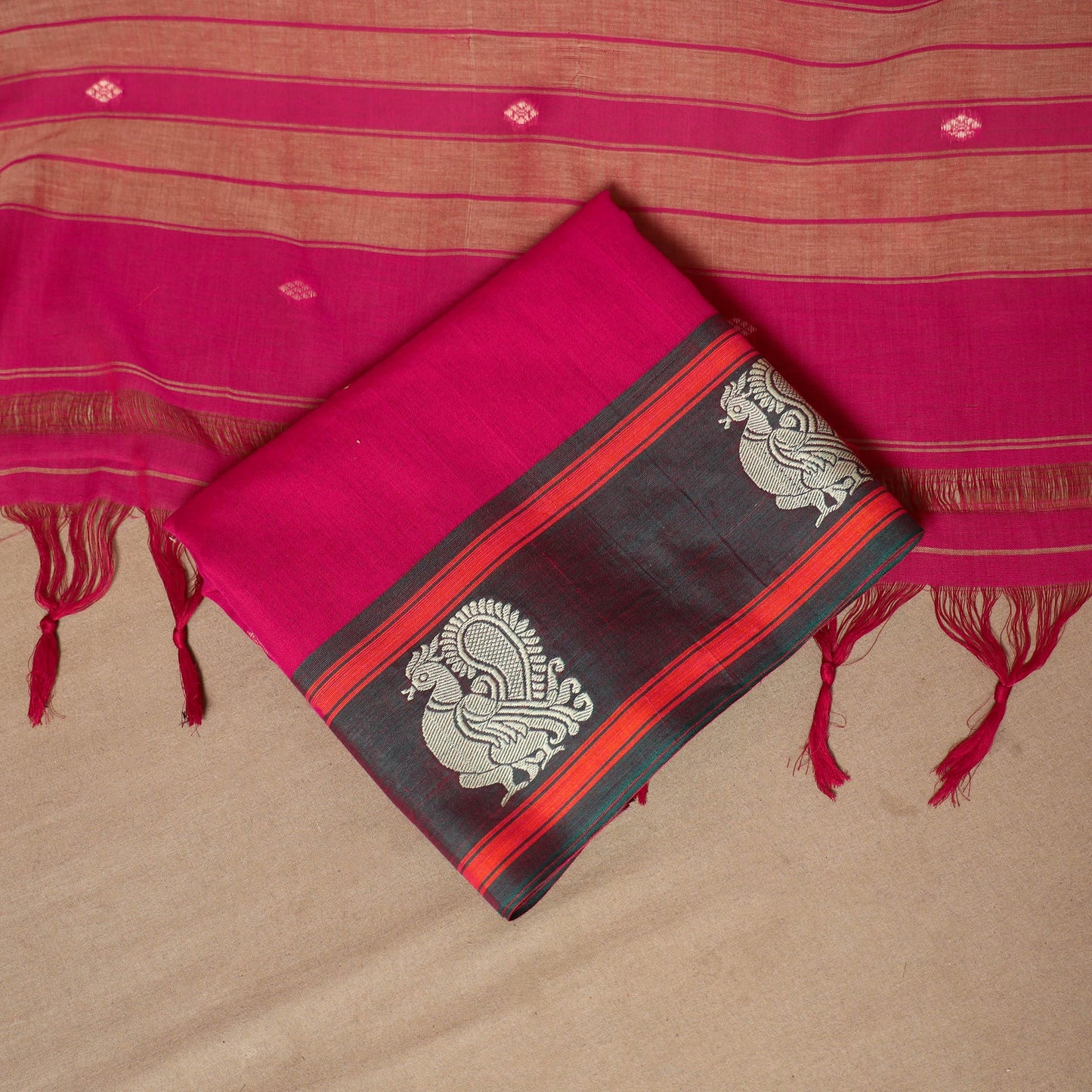 Pink - 3pc cotton unstitched dharwad dress material