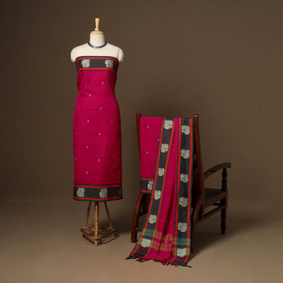 Pink - 3pc cotton unstitched dharwad dress material