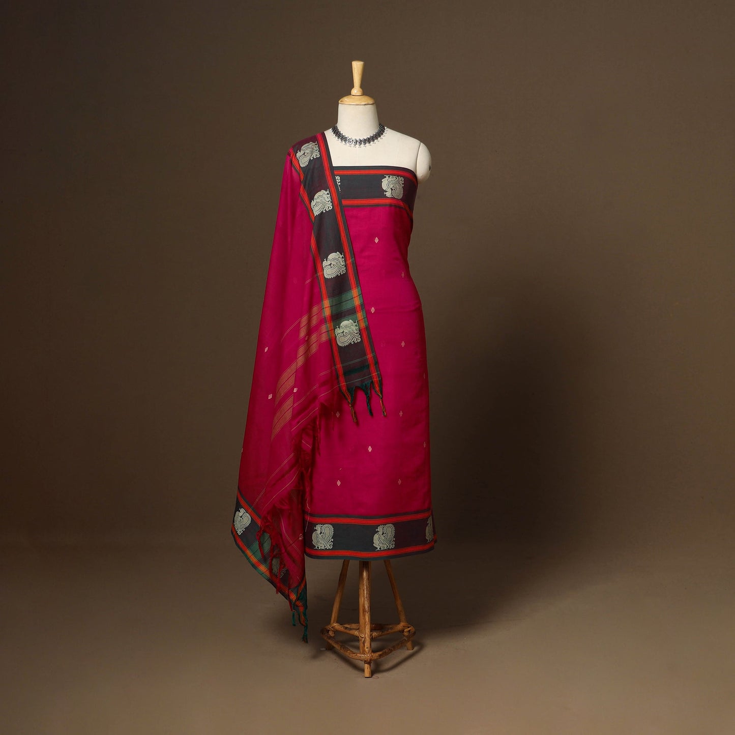 Pink - 3pc cotton unstitched dharwad dress material