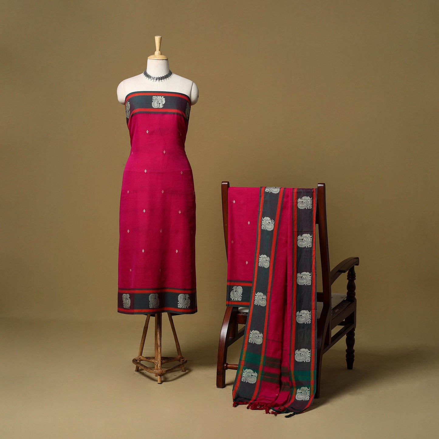 3pc cotton unstitched dharwad dress material with border 47