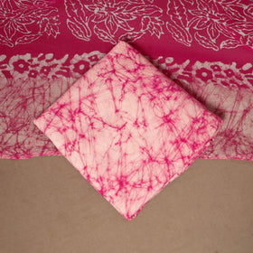Pink - 3pc cotton unstitched hand batik dress material 07