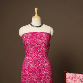 Pink - 3pc cotton unstitched hand batik dress material 07