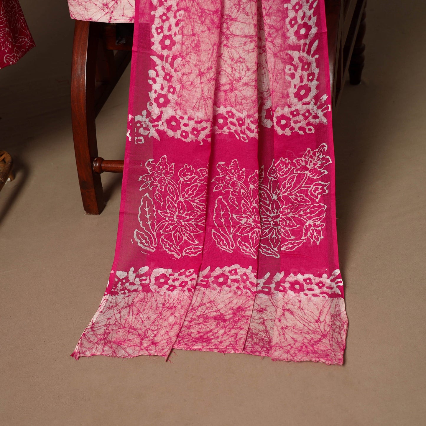 Pink - 3pc cotton unstitched hand batik dress material 07