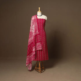 Pink - 3pc cotton unstitched hand batik dress material 08