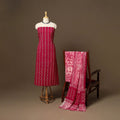 Pink - 3pc cotton unstitched hand batik dress material 08