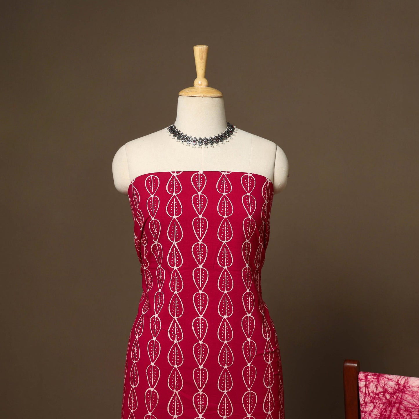 Pink - 3pc cotton unstitched hand batik dress material 08