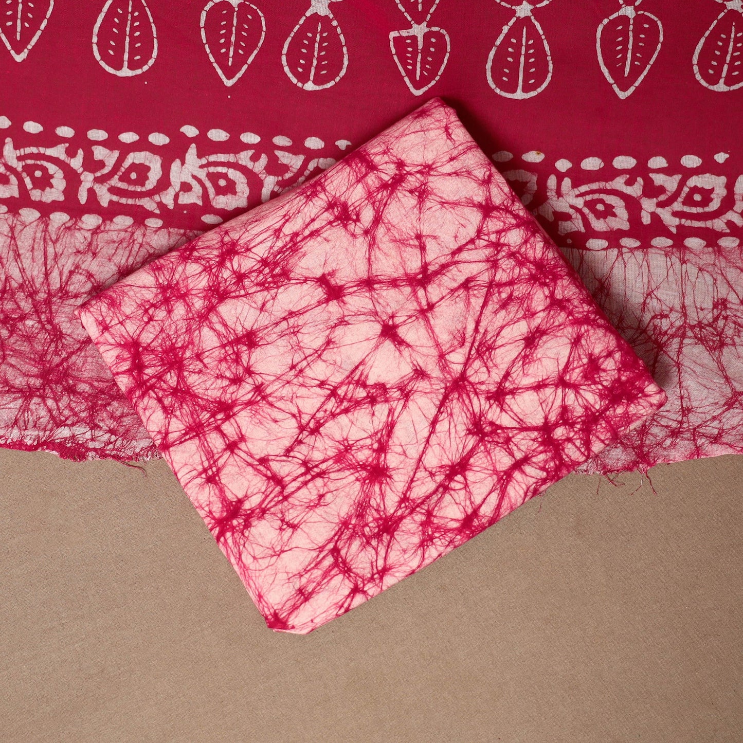 Pink - 3pc cotton unstitched hand batik dress material 08