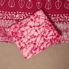 Pink - 3pc cotton unstitched hand batik dress material 08