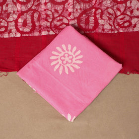 Pink - 3pc cotton unstitched hand batik dress material 13