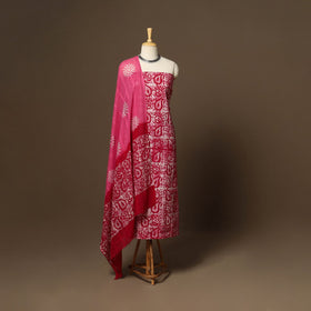 Pink - 3pc cotton unstitched hand batik dress material 13