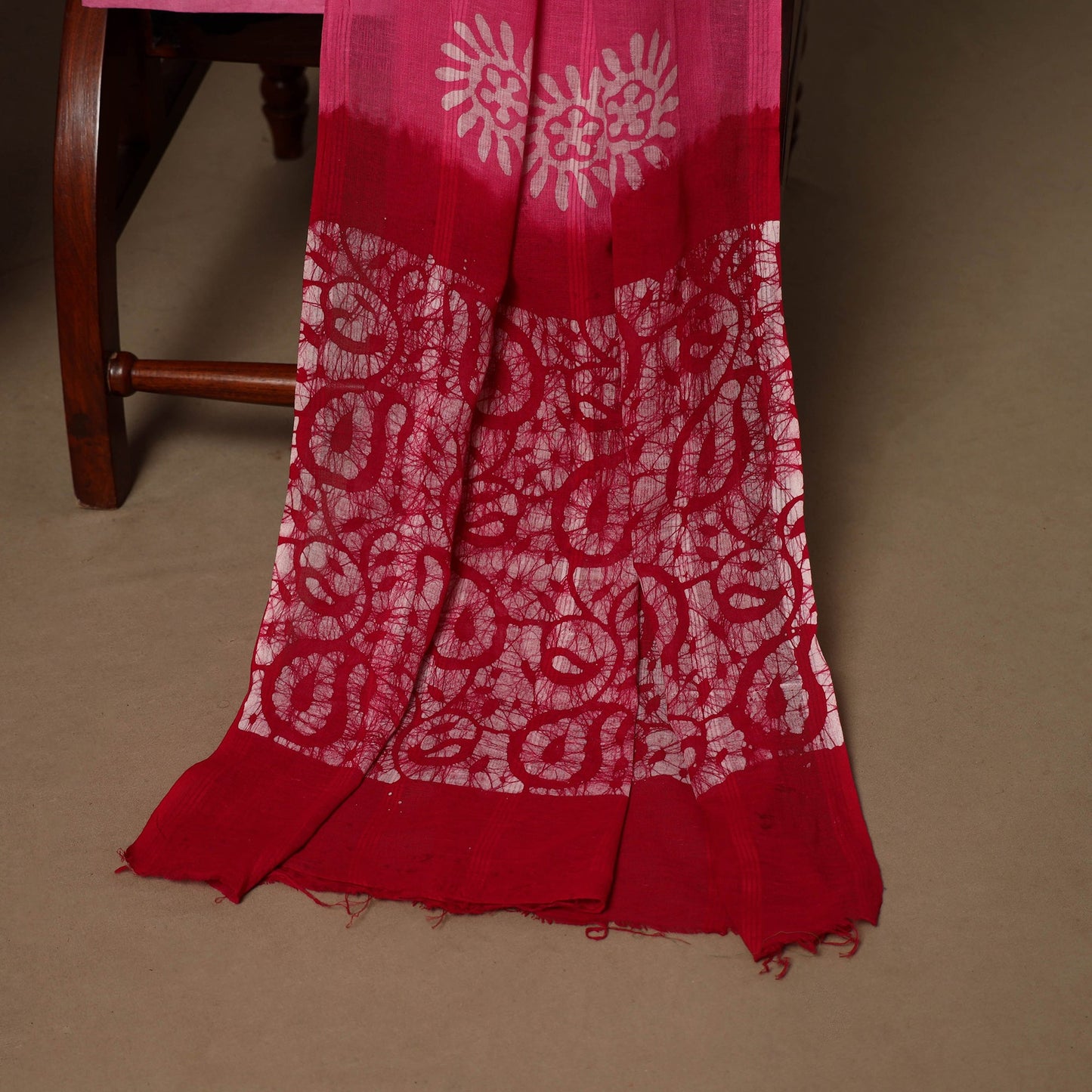 Pink - 3pc cotton unstitched hand batik dress material 13