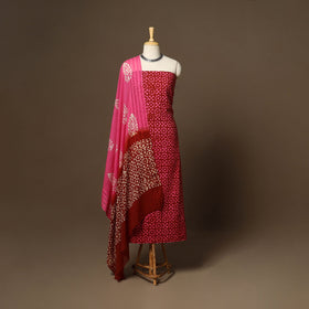 Pink - 3pc cotton unstitched hand batik dress material 15