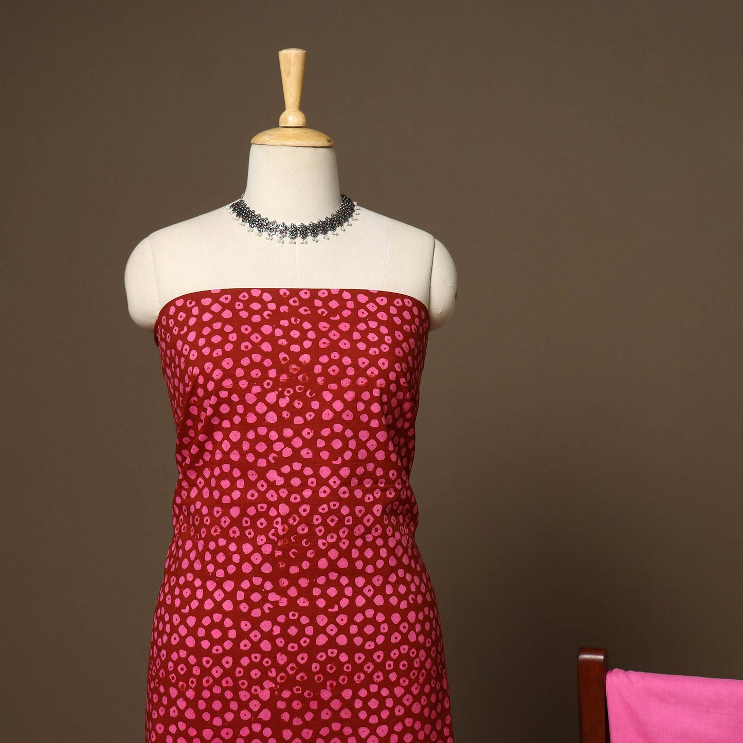 Pink - 3pc cotton unstitched hand batik dress material 15