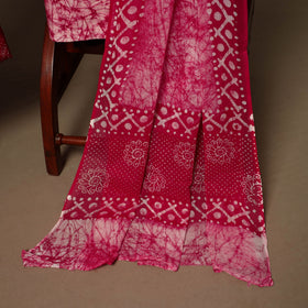 Pink - 3pc cotton unstitched hand batik dress material 04