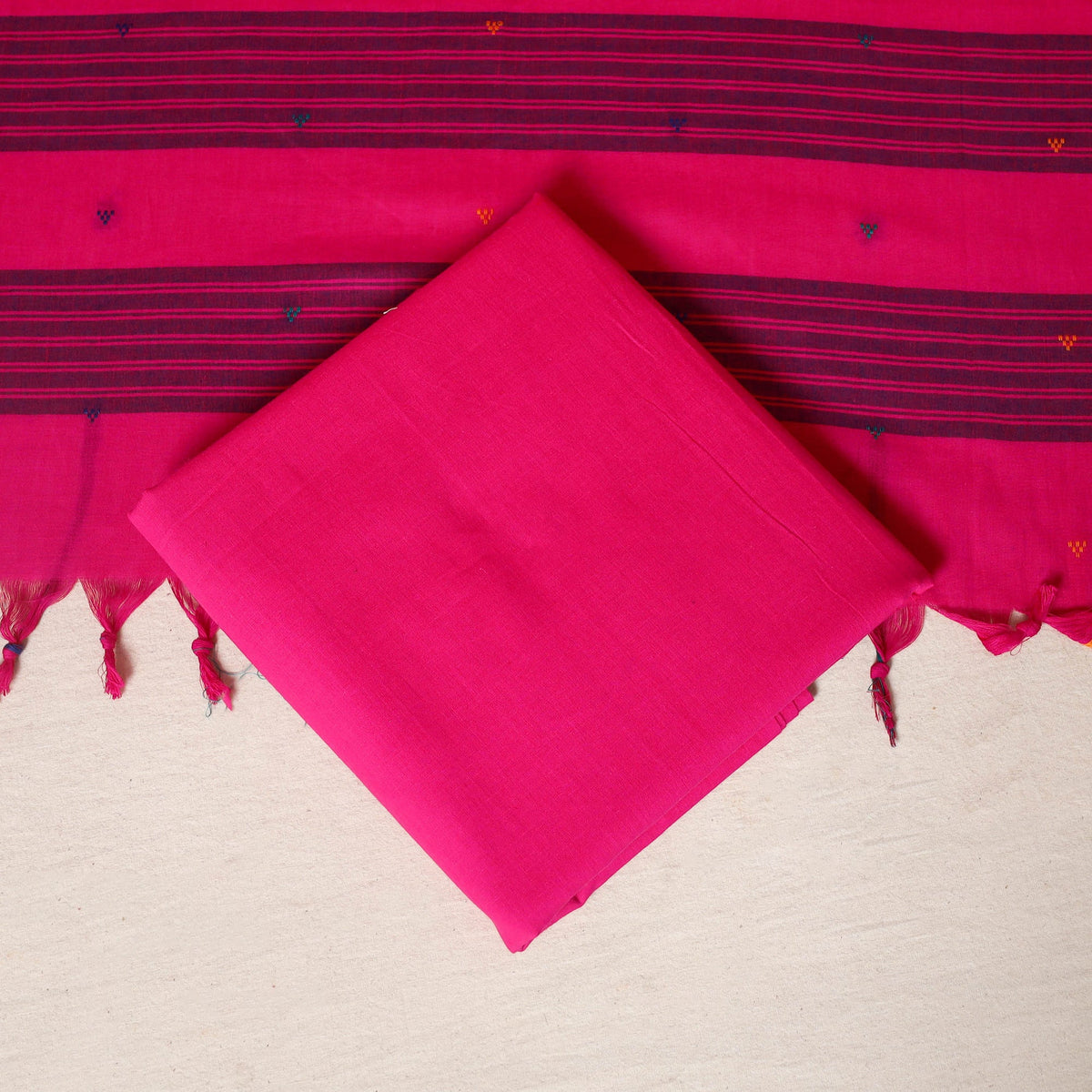 Pink - 3pc cotton unstitched jacquard dress material 05