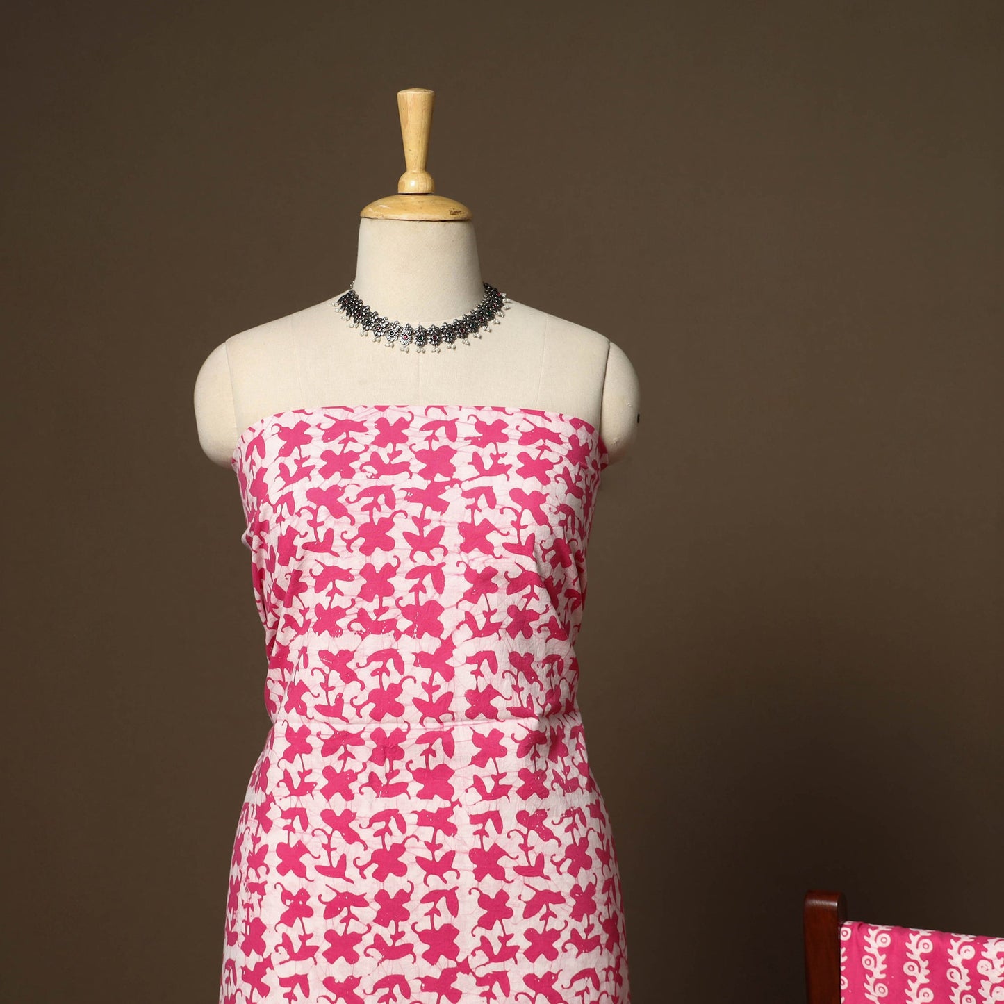 Pink - 3pc cotton unstitched kutch batik dress material 06