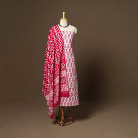 Pink - 3pc cotton unstitched kutch batik dress material 18