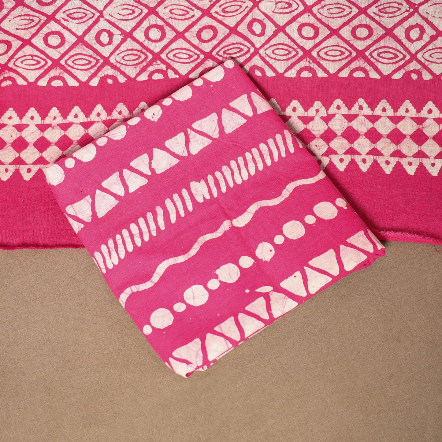 Pink - 3pc cotton unstitched kutch batik dress material 23