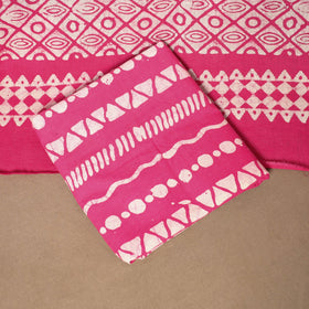 Pink - 3pc cotton unstitched kutch batik dress material 23