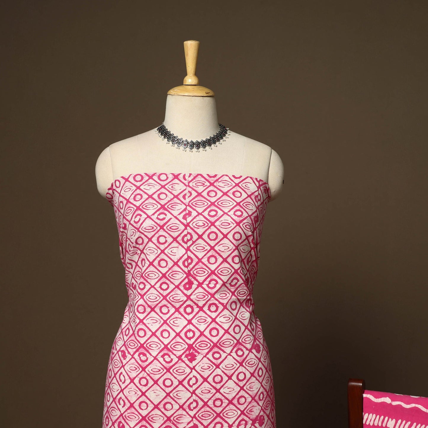 Pink - 3pc cotton unstitched kutch batik dress material 23