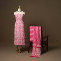 Pink - 3pc cotton unstitched kutch batik dress material 23