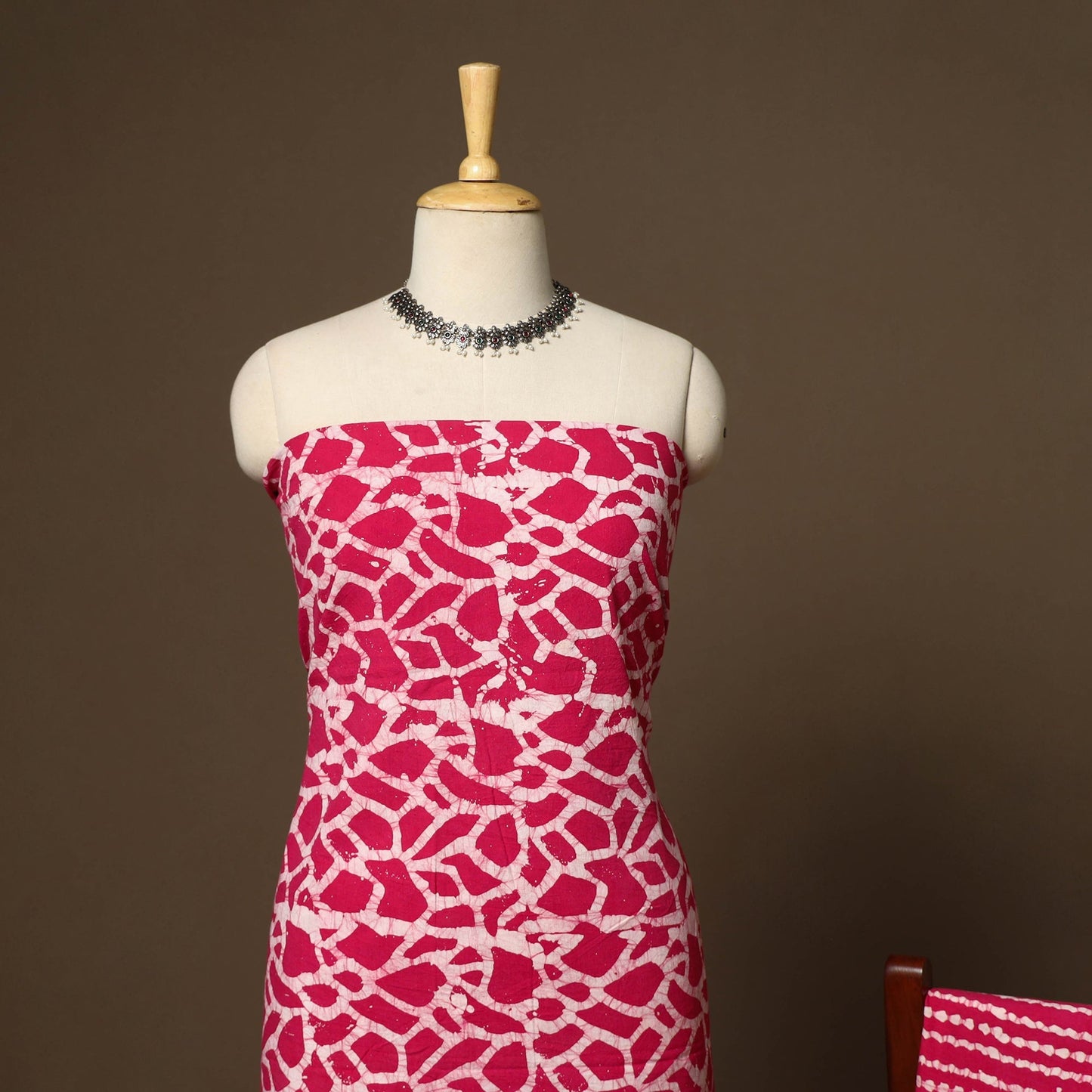 Pink - 3pc cotton unstitched kutch batik dress material 02