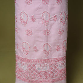 Pink - 3pc hand embroidery cotton lucknow chikankari dress