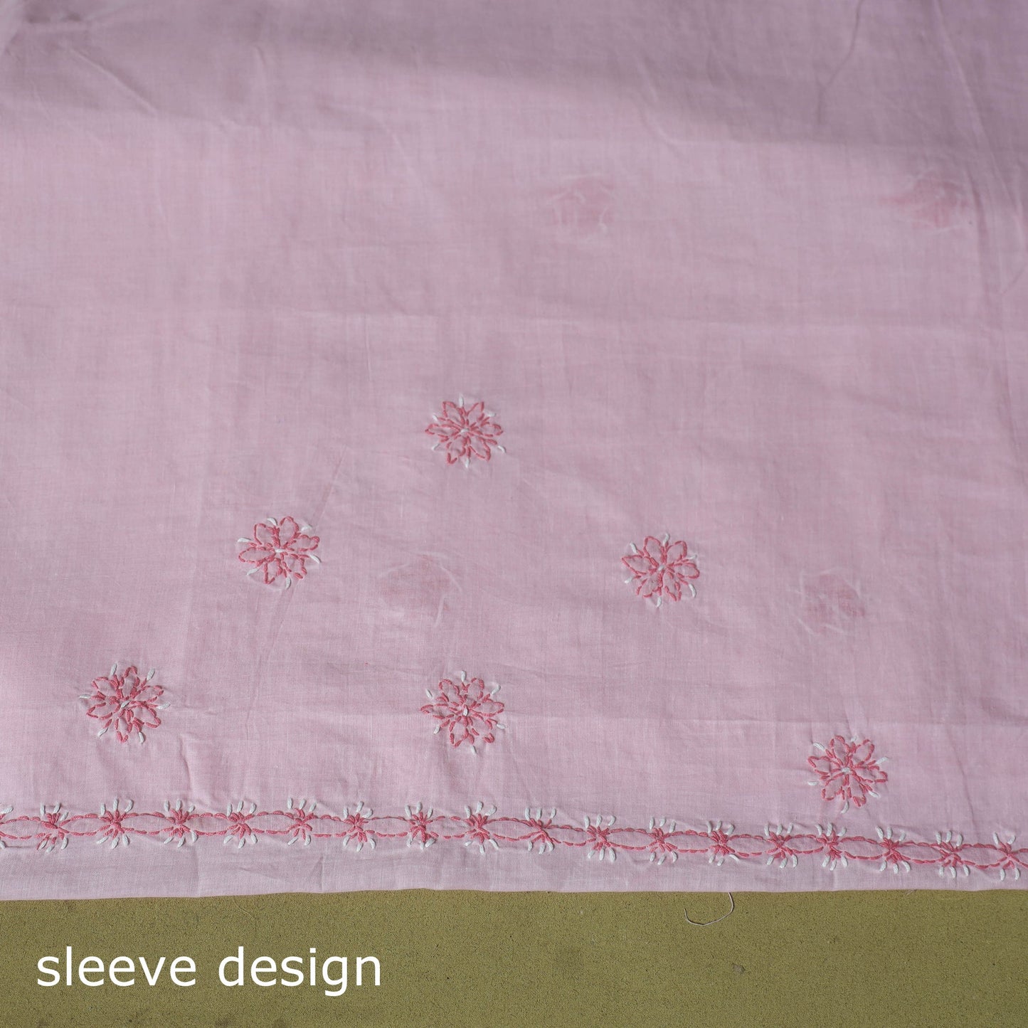 Pink - 3pc hand embroidery cotton lucknow chikankari dress