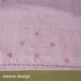 Pink - 3pc hand embroidery cotton lucknow chikankari dress