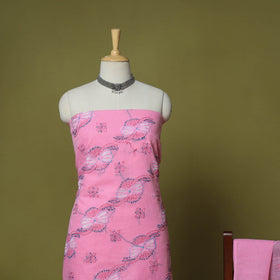 Pink - 3pc hand embroidery cotton lucknow chikankari dress