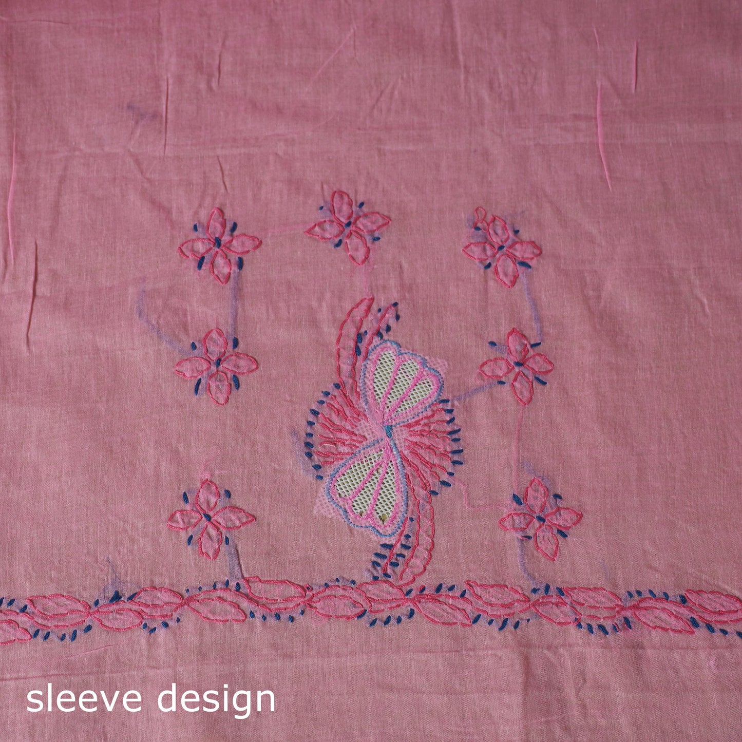 Pink - 3pc hand embroidery cotton lucknow chikankari dress