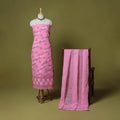Pink - 3pc hand embroidery cotton lucknow chikankari dress