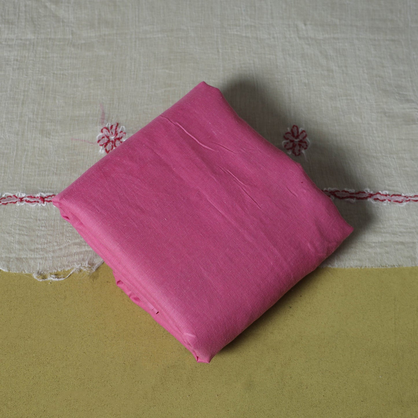 Pink - 3pc hand embroidery cotton lucknow chikankari dress