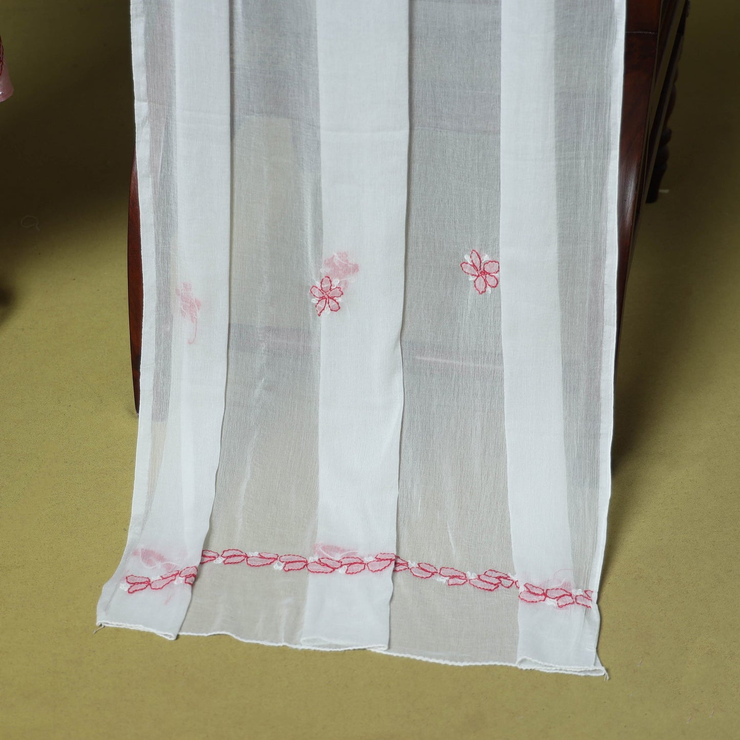 Pink - 3pc hand embroidery cotton lucknow chikankari dress