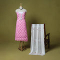 Pink - 3pc hand embroidery cotton lucknow chikankari dress