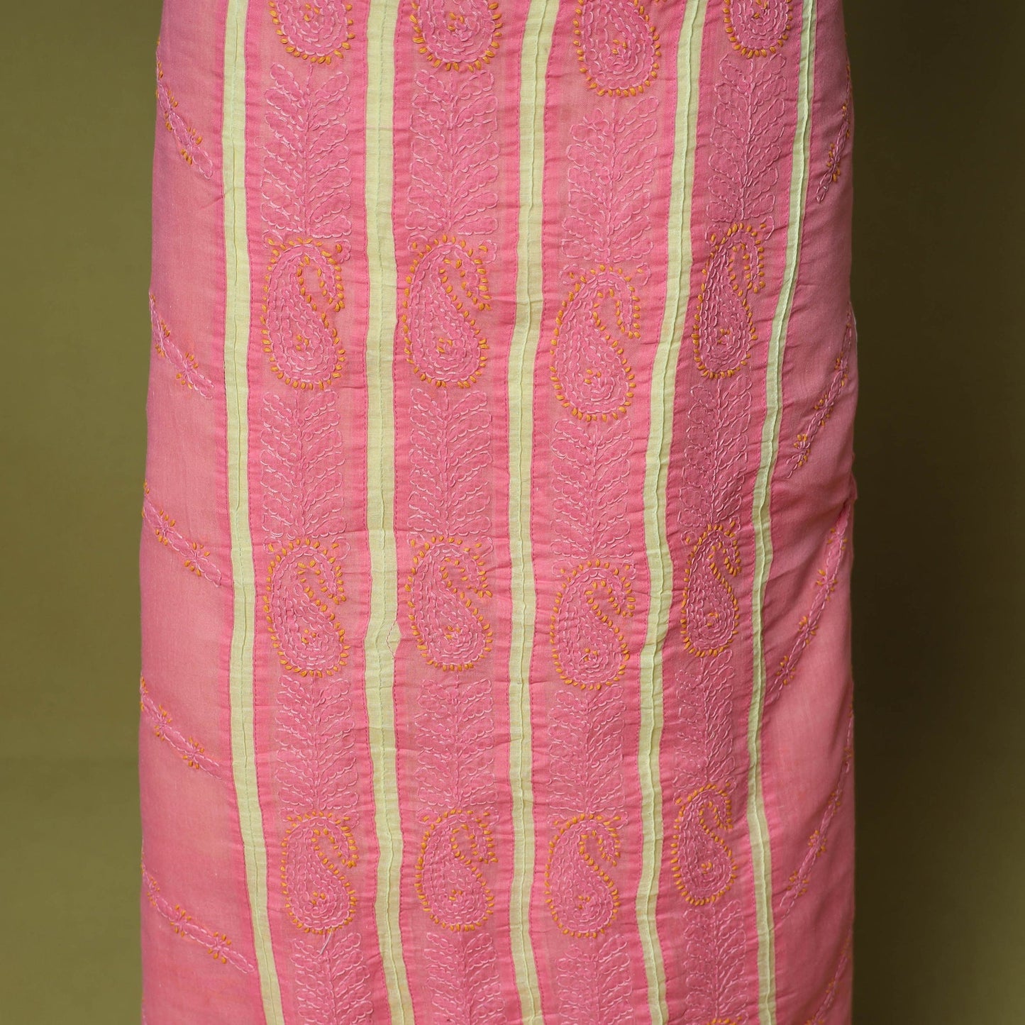 Pink - 3pc hand embroidery cotton lucknow chikankari dress