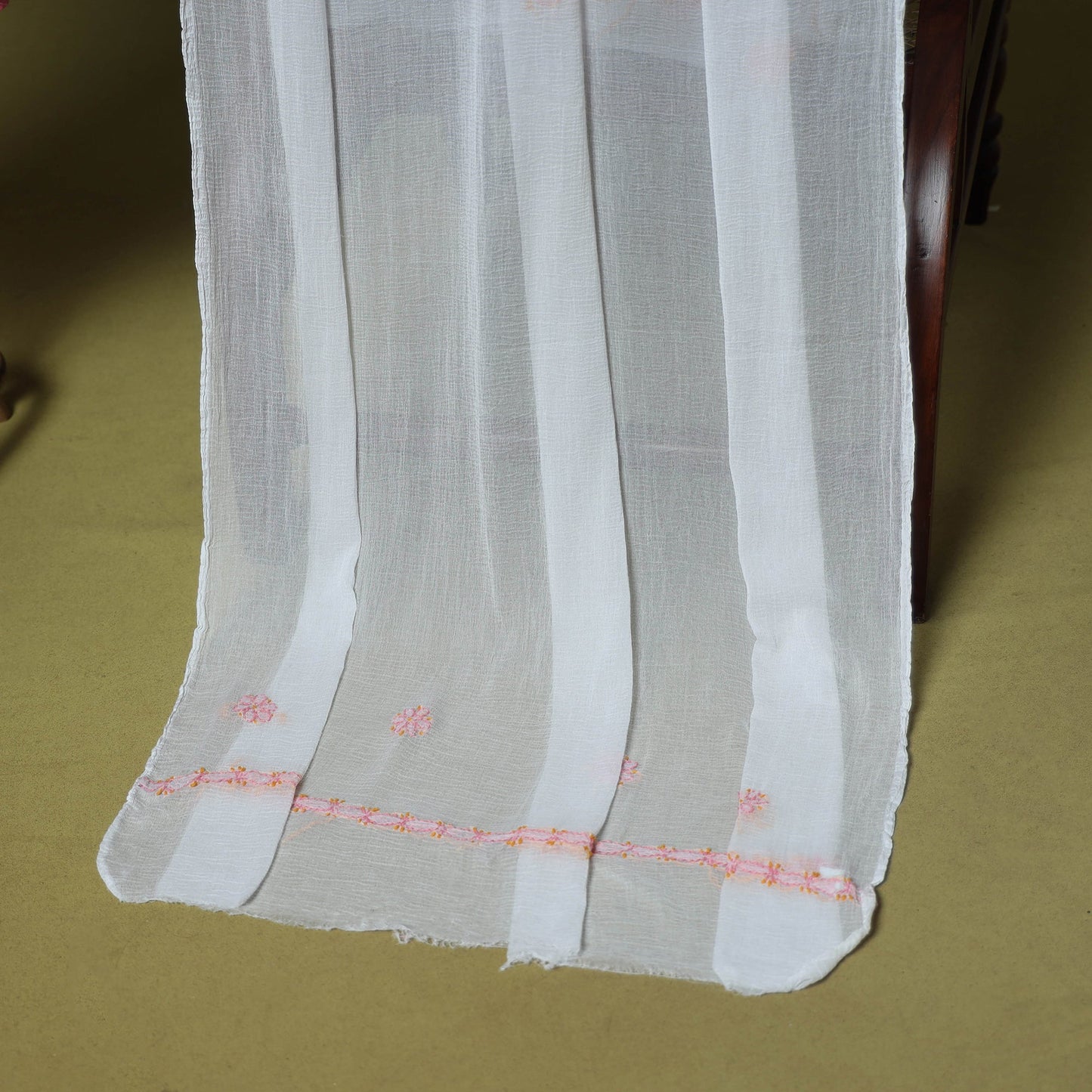 Pink - 3pc hand embroidery cotton lucknow chikankari dress