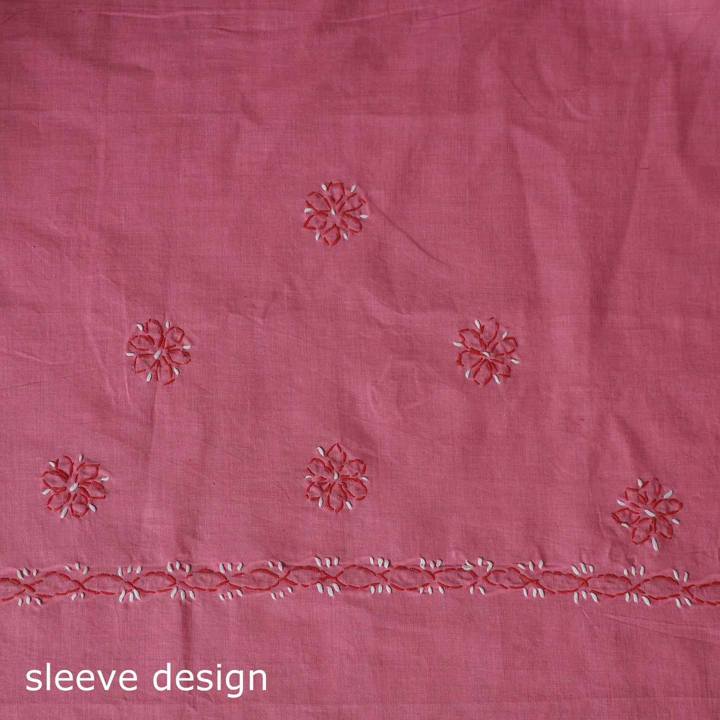 Pink - 3pc hand embroidery cotton lucknow chikankari dress