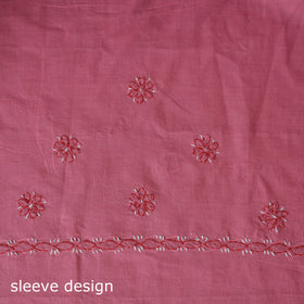 Pink - 3pc hand embroidery cotton lucknow chikankari dress