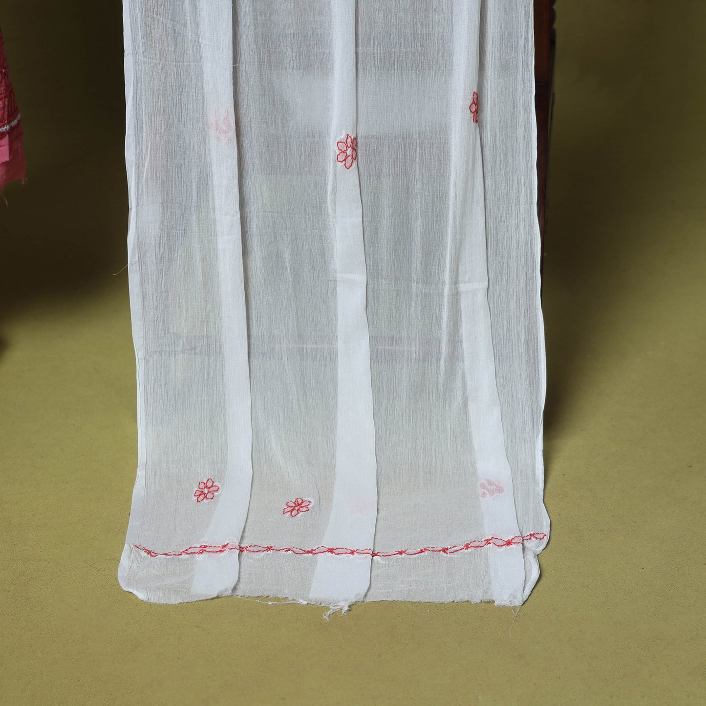 Pink - 3pc hand embroidery cotton lucknow chikankari dress