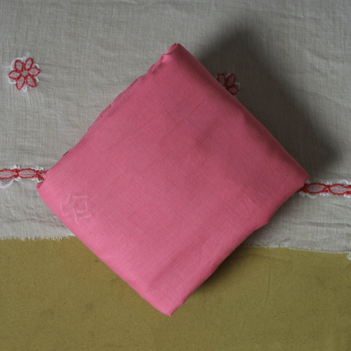 Pink - 3pc hand embroidery cotton lucknow chikankari dress