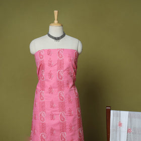 Pink - 3pc hand embroidery cotton lucknow chikankari dress