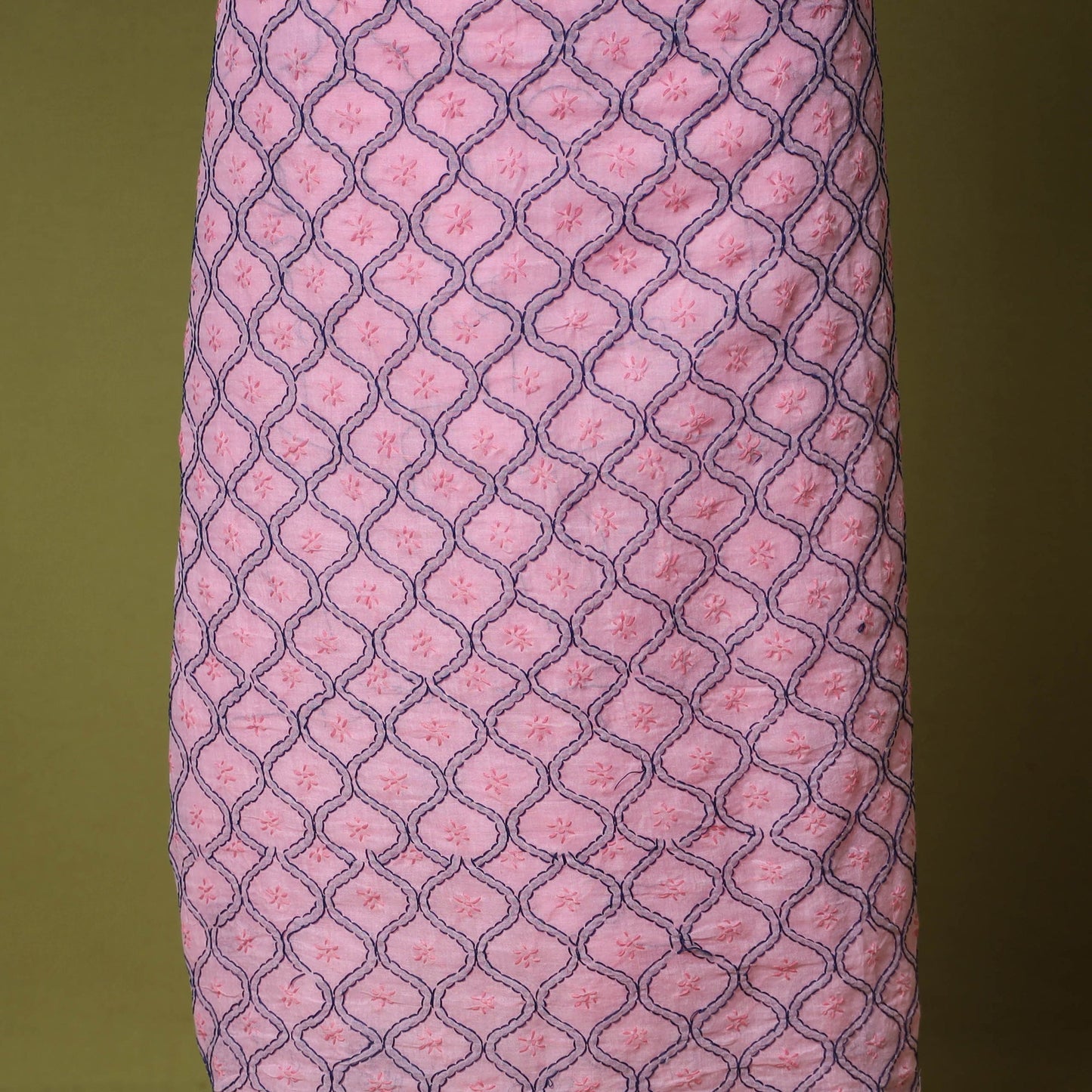 Pink - 3pc hand embroidery cotton lucknow chikankari dress