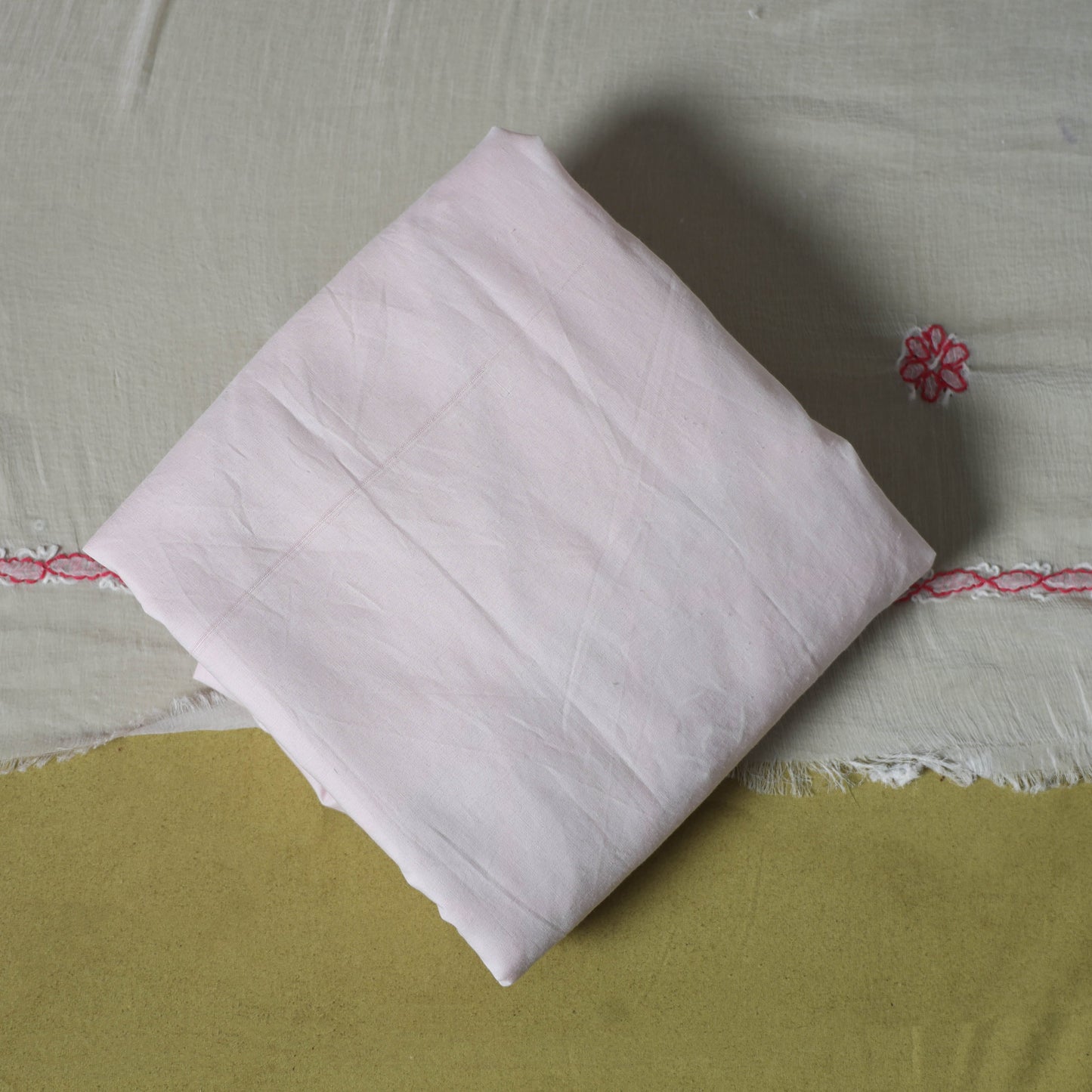 Pink - 3pc hand embroidery cotton lucknow chikankari dress