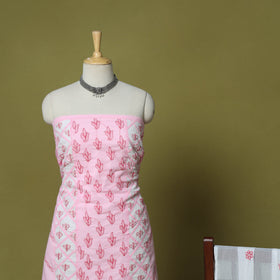 Pink - 3pc hand embroidery cotton lucknow chikankari dress