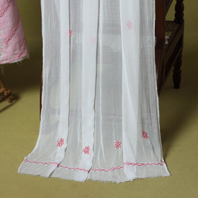 Pink - 3pc hand embroidery cotton lucknow chikankari dress