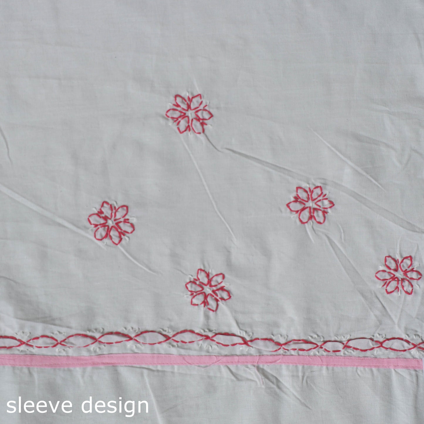 Pink - 3pc hand embroidery cotton lucknow chikankari dress