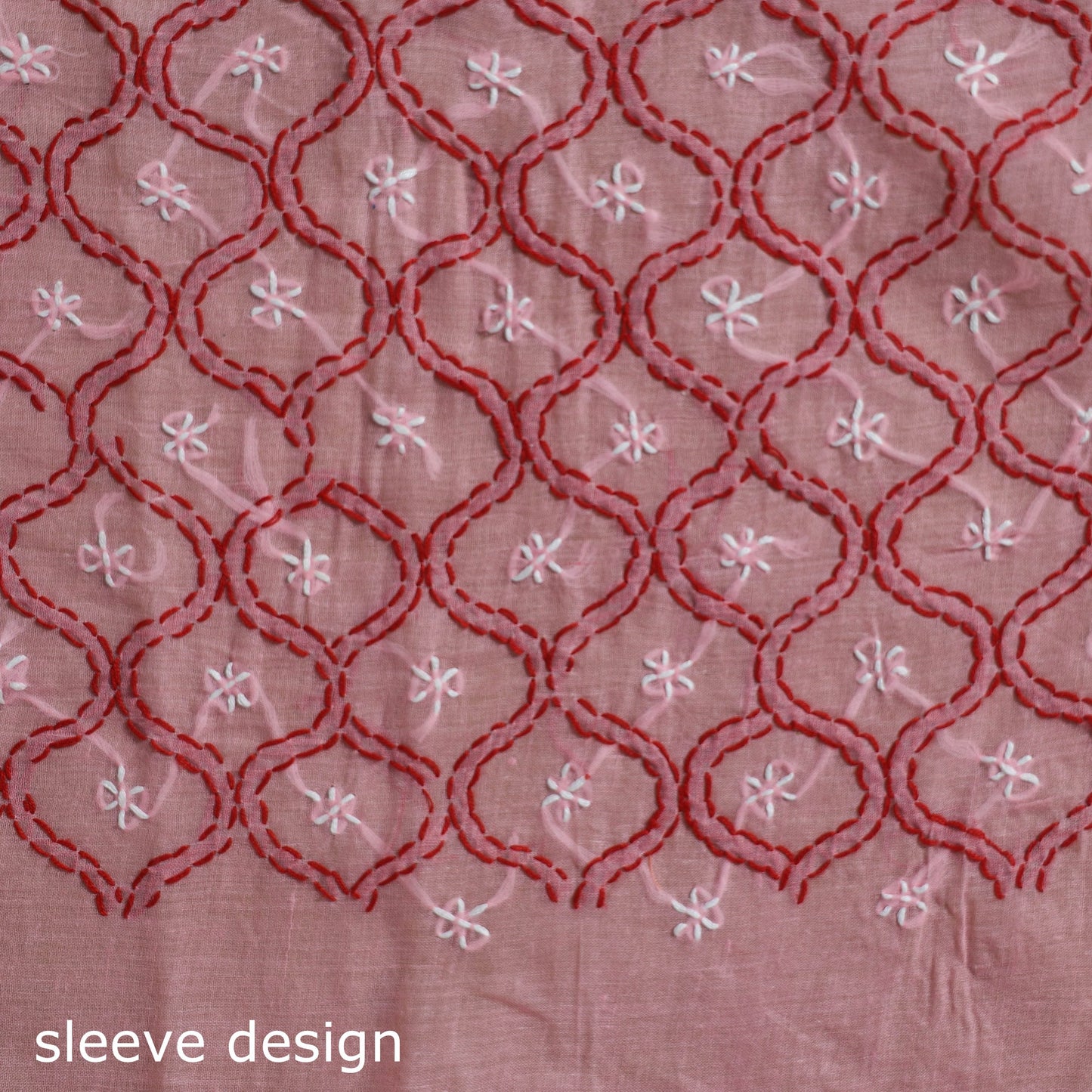 Pink - 3pc hand embroidery cotton lucknow chikankari dress