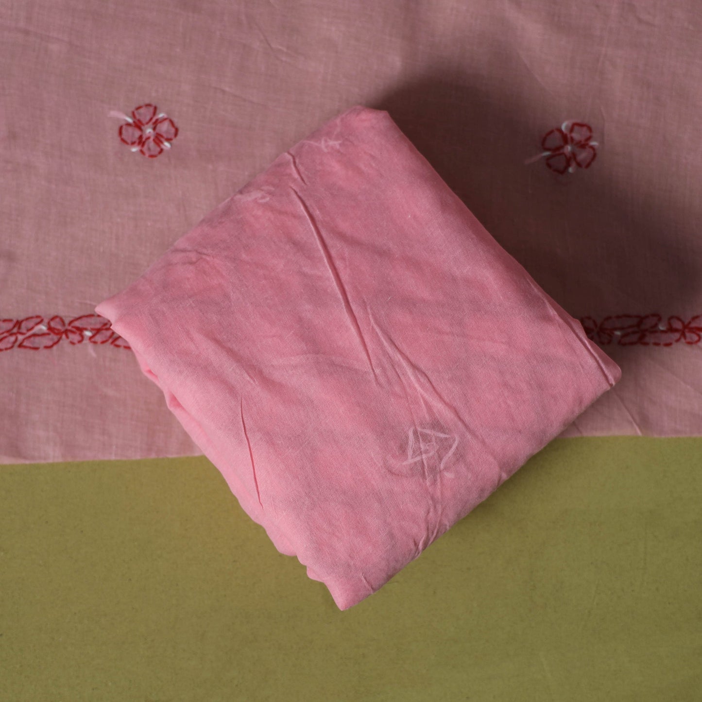 Pink - 3pc hand embroidery cotton lucknow chikankari dress